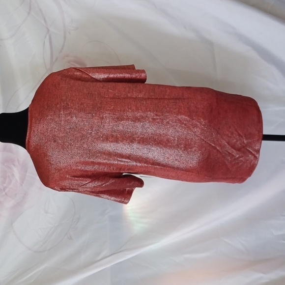 INC Interntional Concepts Men's Red Metallic Split Neck T-Shirt - Picture 3 of 5